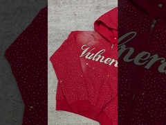 2025 جدید سفارشی لوکس نگین‌دار سایز بزرگ گشاد هودی زیپ‌دار جعبه‌ای شسته‌شده قدیمی آفتاب‌خورده خیابانی