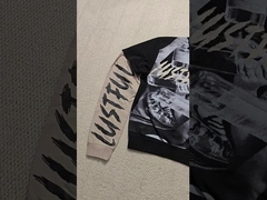 کیفیت بالا سفارشی پنبه سنگین DTG چاپی دو لایه تی شرت آستین بلند مردانه صفحه چاپی D