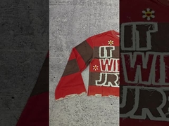 لوگوی سفارشی 280-300 گرم پنبه گلدوزی طرح‌دار لبه خام برش‌خورده آستین بلند راه‌راه