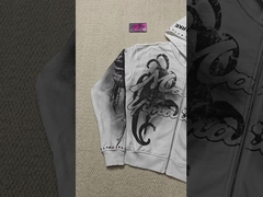 گلدوزی سه بعدی سفارشی چاپ DTG شسته شده کثیف 500 گرمی هودی های قدیمی فیت Boxy سنگ های قیمتی French Terr