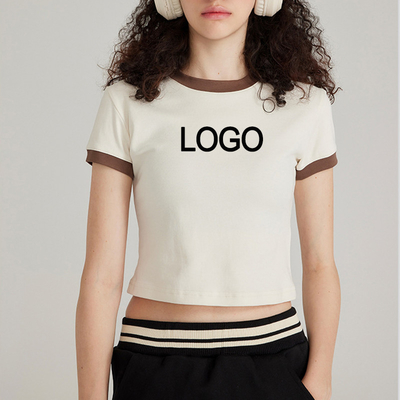 خرید تزئینات تزئینی لباس های زنانه وینتاژ Y2k جوان مدل کنتراست Ringer T-shirt online manufacture