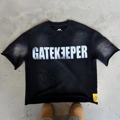 خرید Custom Mock Neck Tshirt Logo Boxy Fit Cut and Sew T-Shirt Oversized Tshirt 300 Gsm Men's Cropped T Shirt Printed Streetwear online manufacture