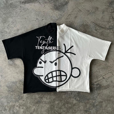 400 گرام ضخامت گردنبند بريده شده کمد شانه بزرگ سفید تی شرت کوتاه مردانه