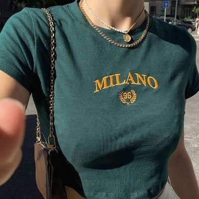 2024 علامت نامه طراحي سفارشي Crop Top Baby Tees زنان Y2k تی شرت تنگ