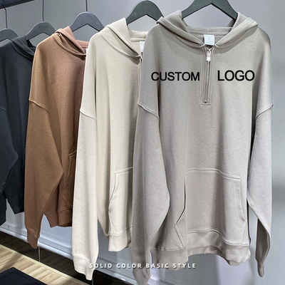 300-700 گرام پنبه یونیسکس مردانه لباس خیابانی پرینت پف سایز زیاد نیم زیپ تا هودی 3xl 4xl 5xl